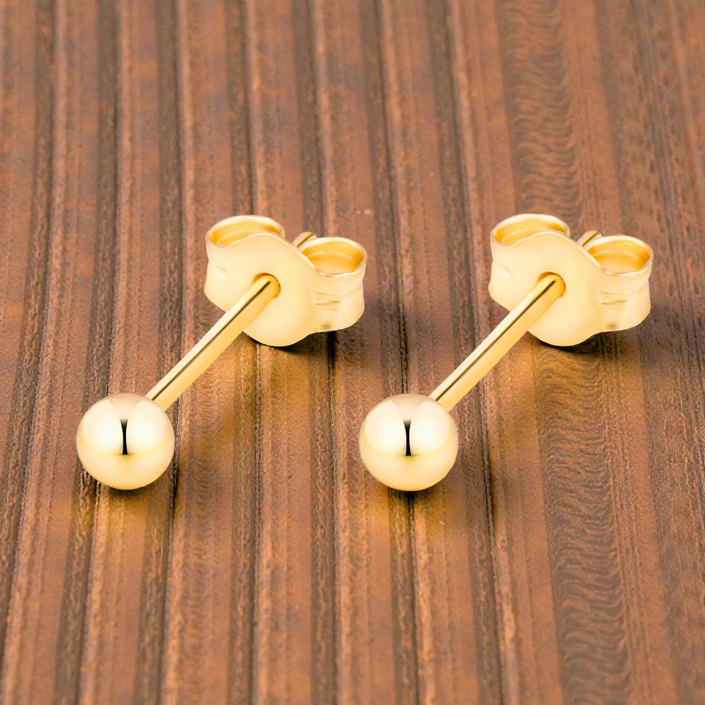 S925 Sterling Silver 3mm Gold Plated Ball Studs Earrings for Women