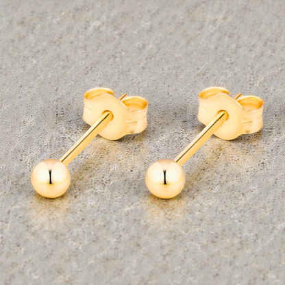 S925 Sterling Silver 3mm Gold Plated Ball Studs Earrings for Women