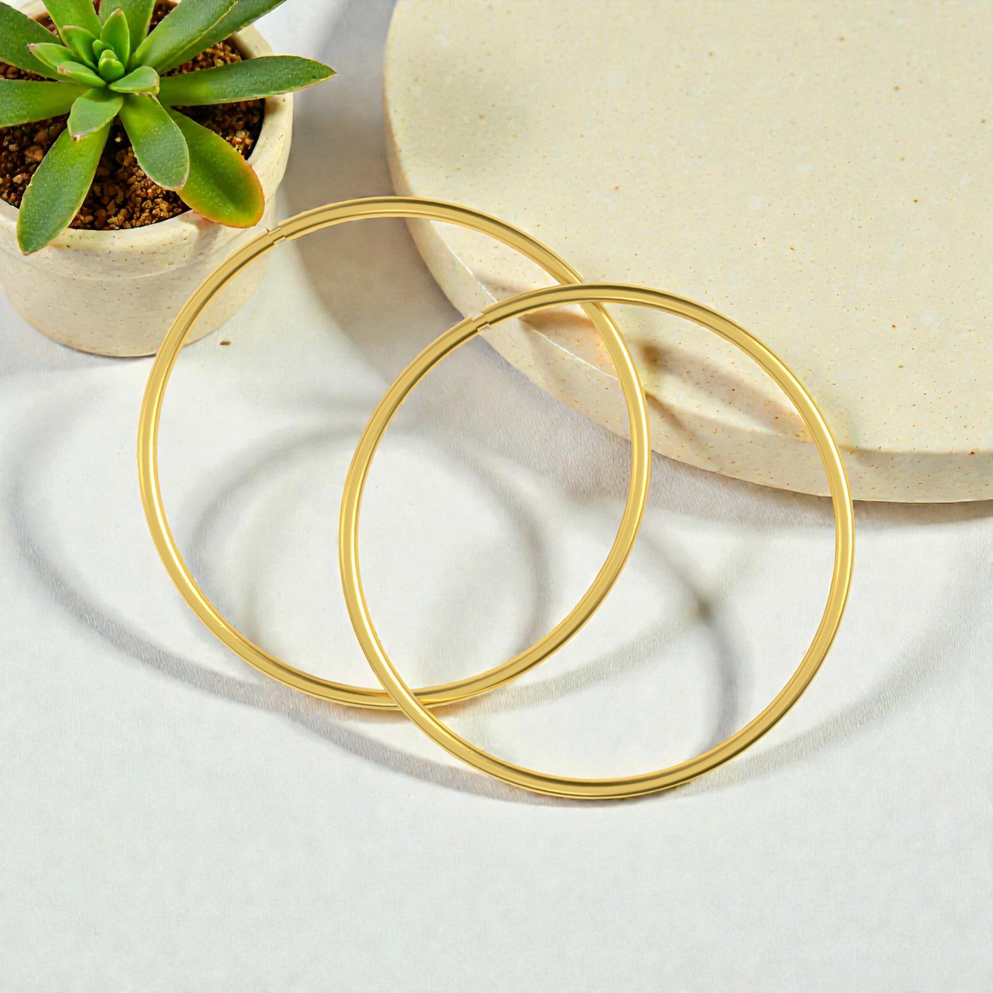 S925 Sterling Silver Elegant Gold-plated 20mm Hinged Hoop Earrings for Women