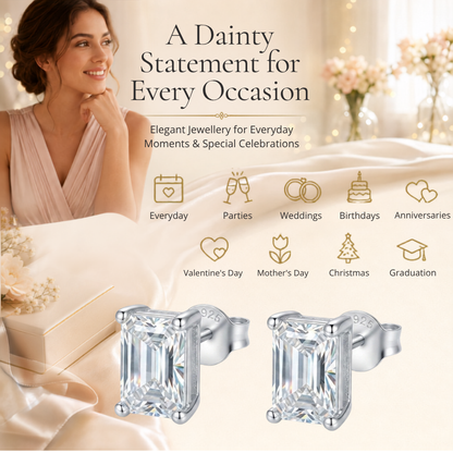 Sterling Silver 4x6 Cubic Zirconia Stud Earrings