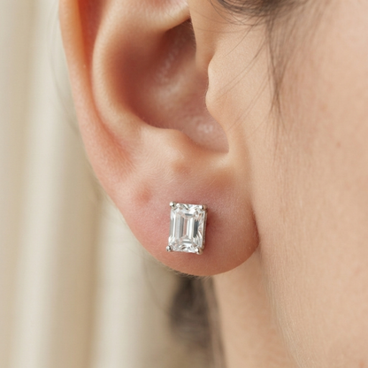 Sterling Silver 4x6 Cubic Zirconia Stud Earrings