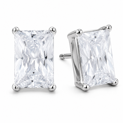 Sterling Silver 4x6 Cubic Zirconia Stud Earrings