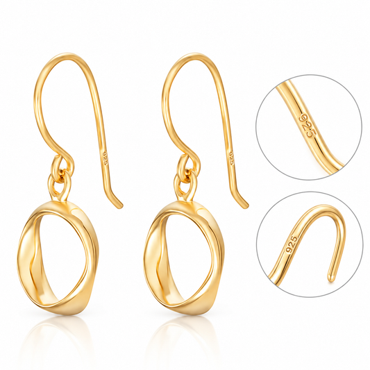 Sterling Silver Gold Plated Drop Earrings