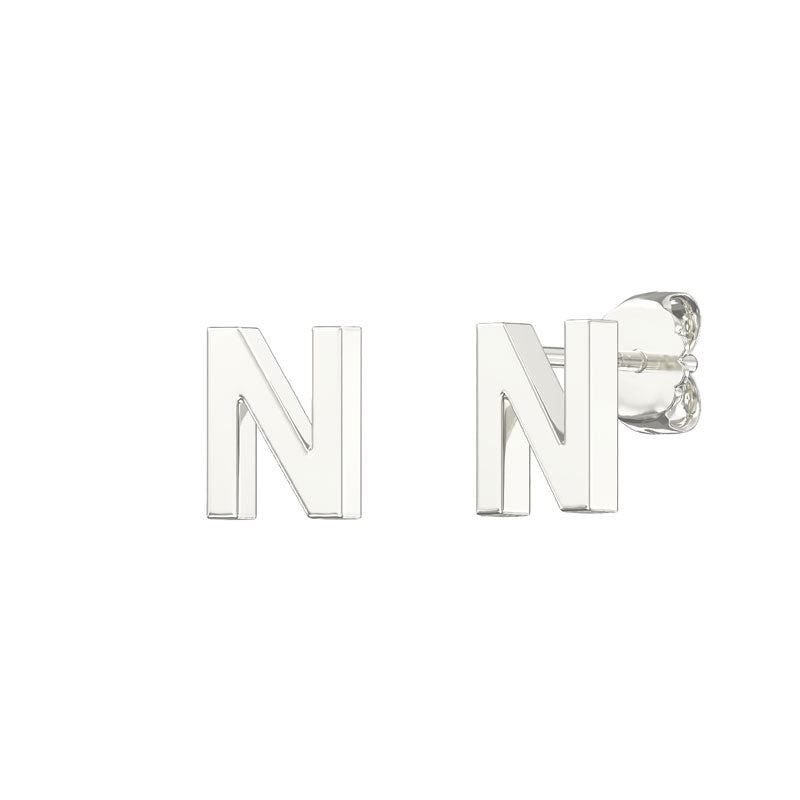 Sterling Silver Plain Initial Earrings N Studs