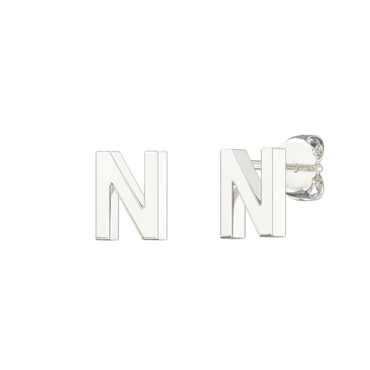 Sterling Silver Plain Initial Earrings N Studs