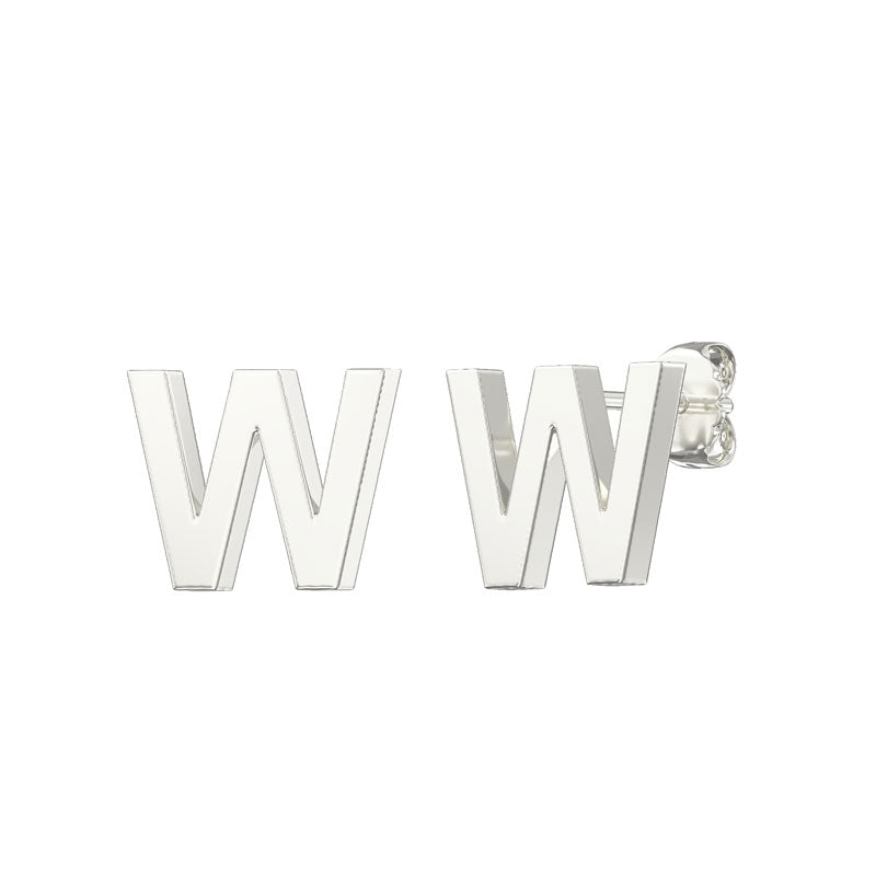 Sterling Silver Plain Initial Earrings W Studs