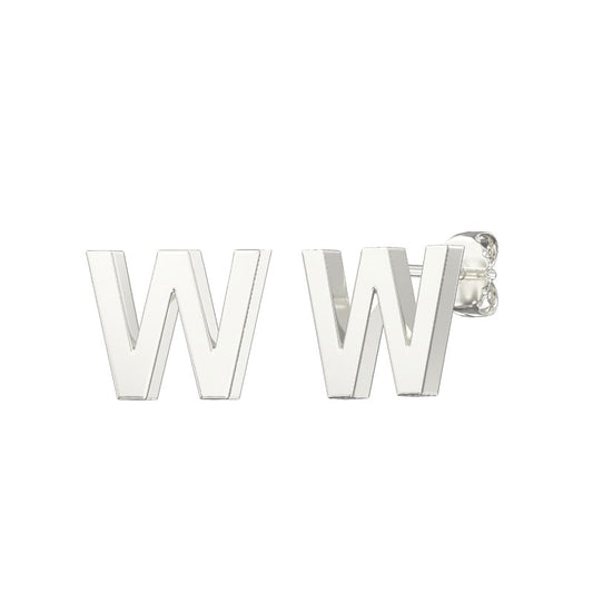 Sterling Silver Plain Initial Earrings W Studs