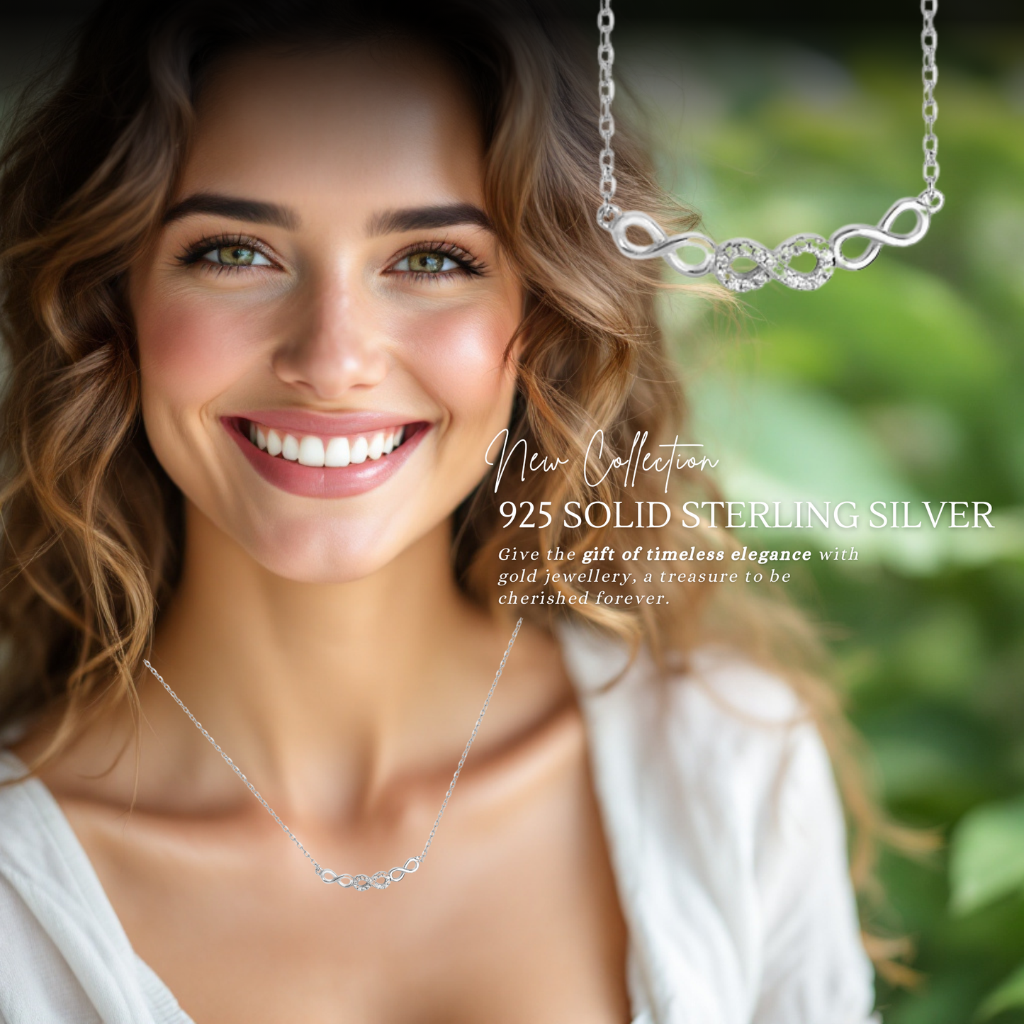 Sterling Silver Cubic Zirconia Triple Infinity Necklace