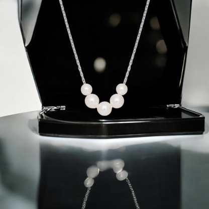 Sterling Silver Five Pearl Necklace