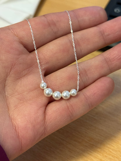 Sterling Silver Five Pearl Necklace
