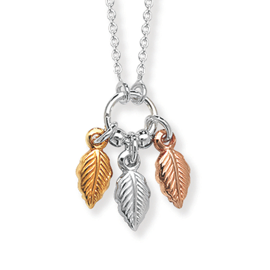 S925 Sterling Silver Three Tone Harmony Leaves