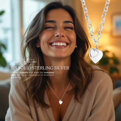 Sterling Silver Double Heart Belcher Necklace