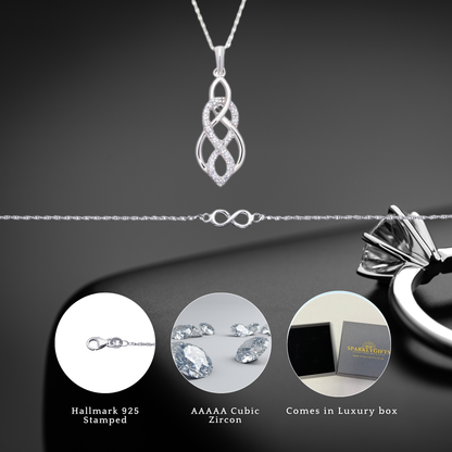 Sterling Silver C/Z Celtic Style Inifinity Necklace and Infinity Bracelet Set