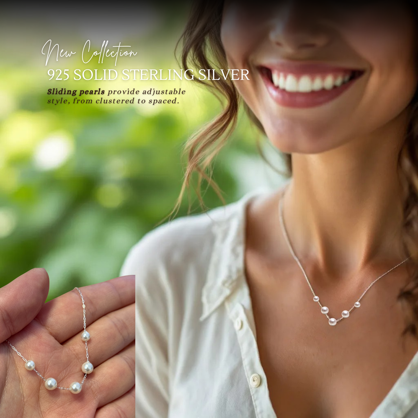 50th Birthday Sterling Silver Pearl Necklace with Message Card