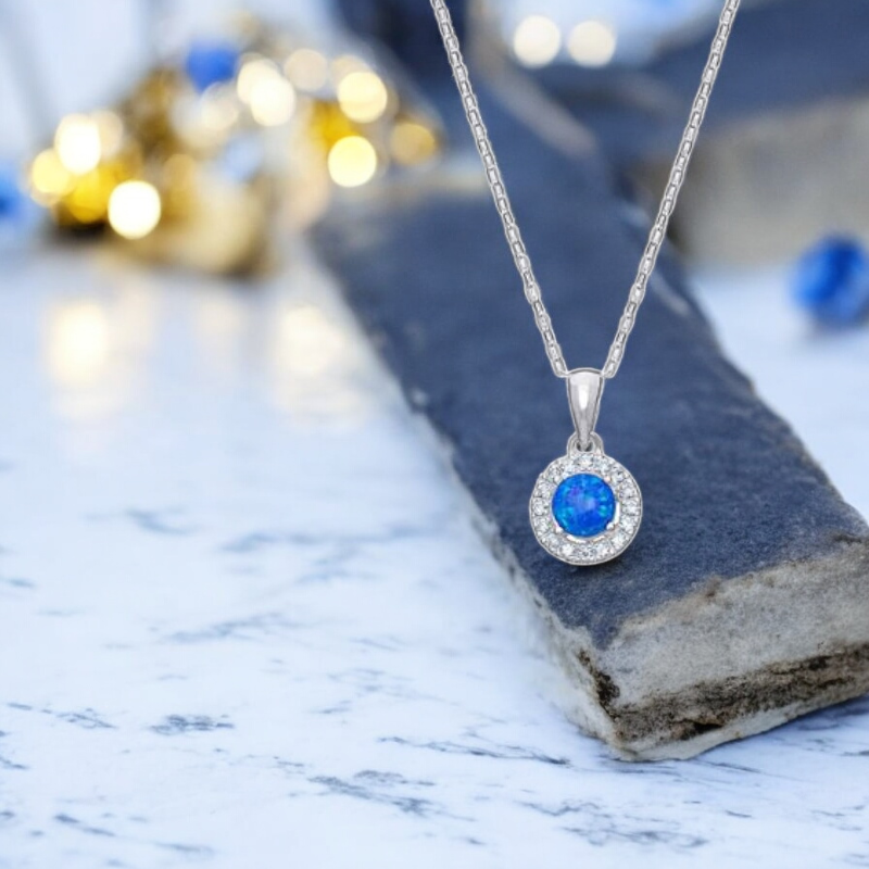 Sterling Silver Cubic Zirconia Turquoise Necklace