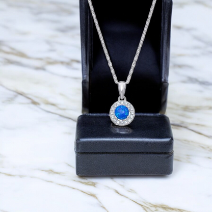 Sterling Silver Cubic Zirconia Turquoise Necklace