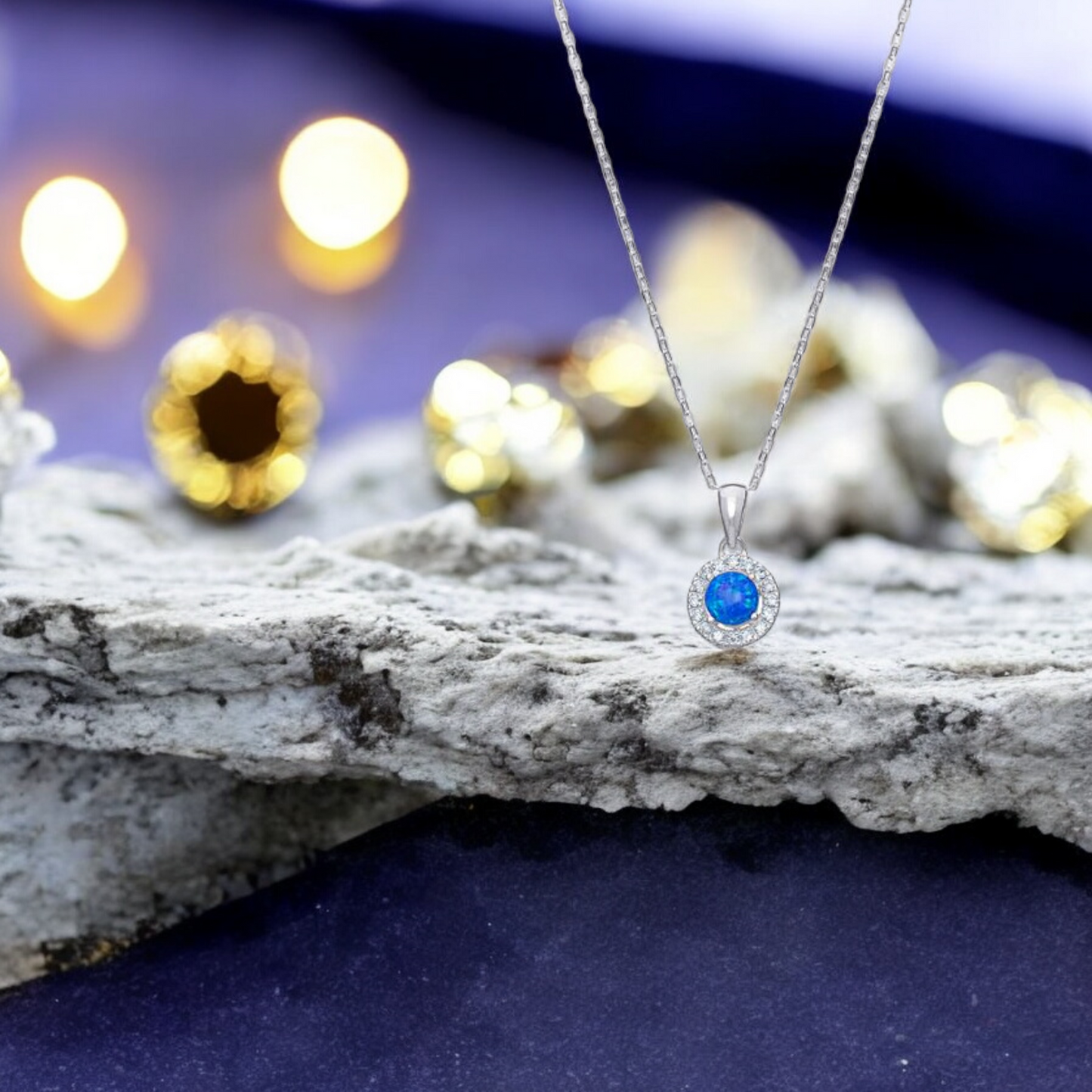 Sterling Silver Cubic Zirconia Turquoise Necklace