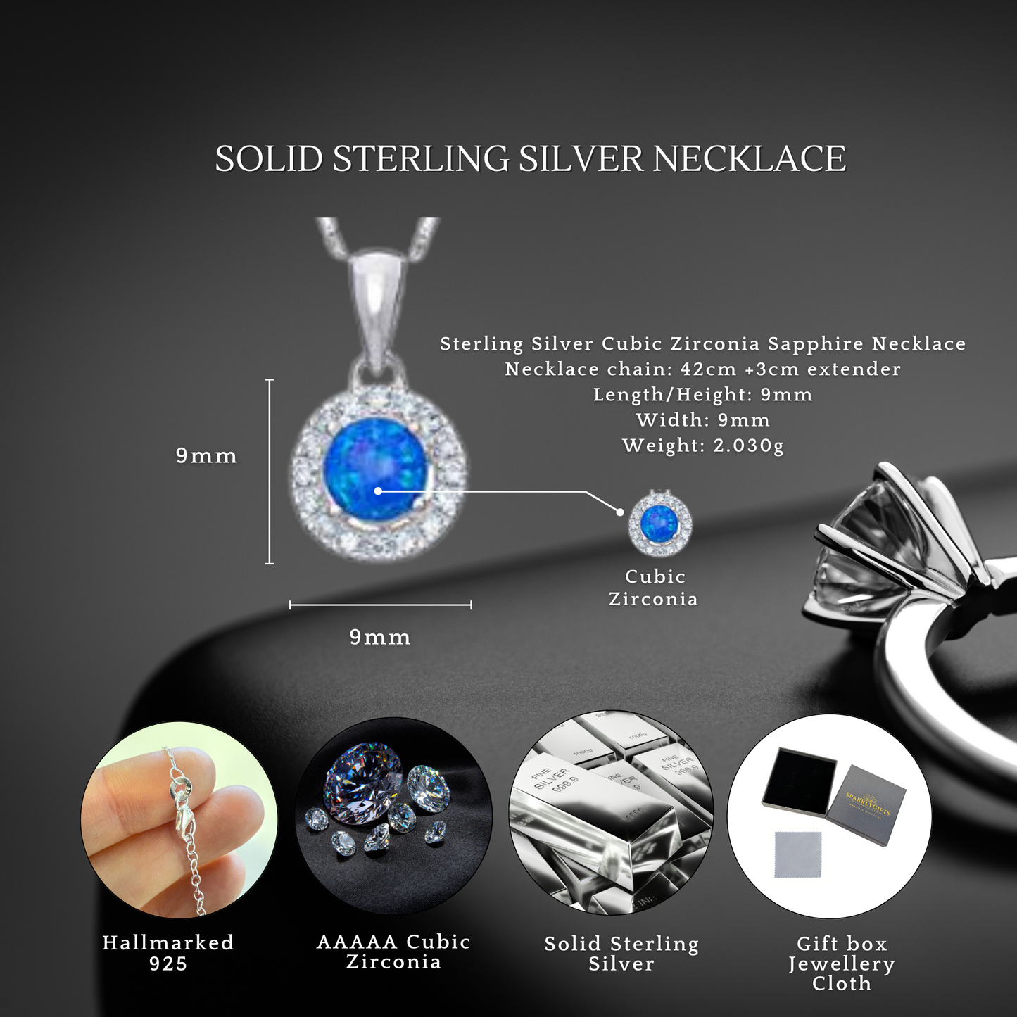 Sterling Silver Cubic Zirconia Turquoise Necklace