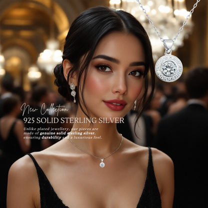Sterling Silver Cubic Zirconia Halo 12mm Necklace