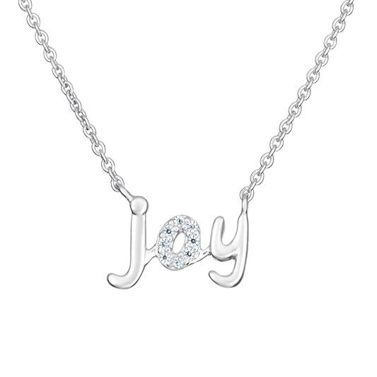 S925 Sterling Silver Sparkling Joy Script Necklace