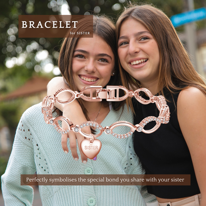 Bracelet for Sister Multi Linked Heart Bracelet with Message Card Gift Bag