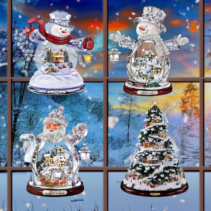 Christmas Themed 3D Decorative Window Stickers Santa Snowman Home Shop Decor