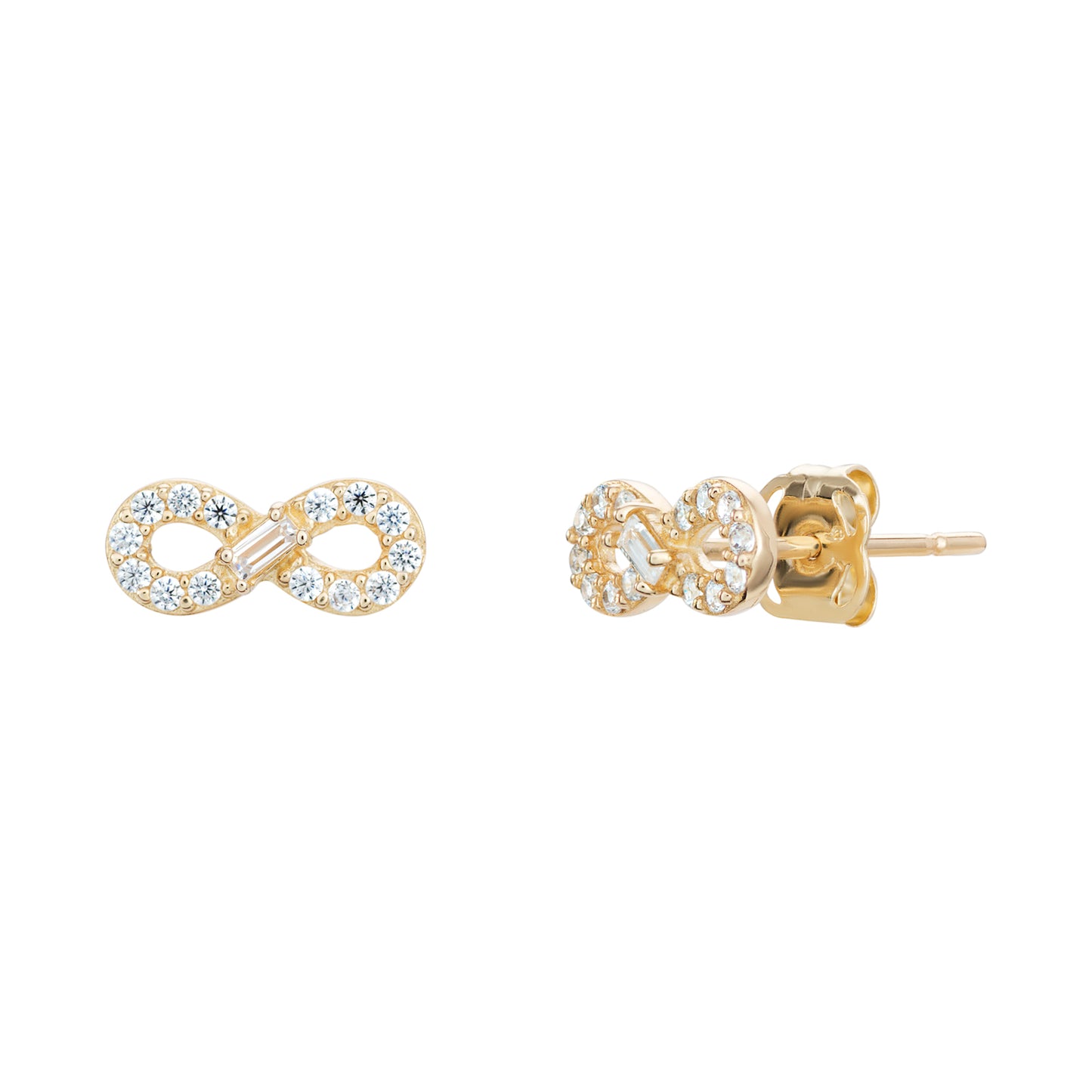 9ct Gold Cubic Zirconia Infinity Stud Earrings