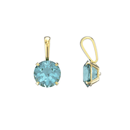 9ct Gold Pendant Only Aqua CZ 4mm*7mm