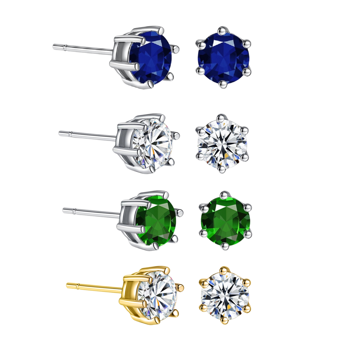 Gold or Silver Tone Stud Earrings with Premium Crystals