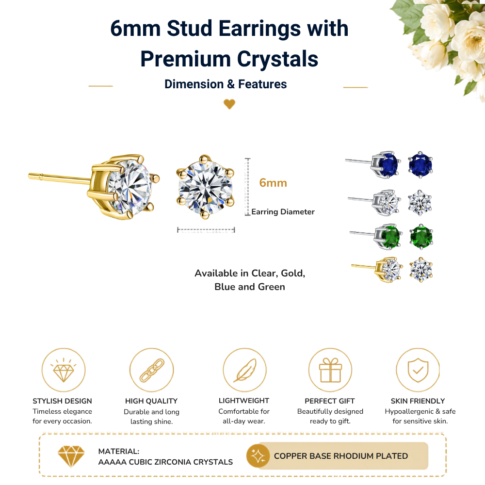 S925 Sterling Silver Band Crystal Ring & Stud Earrings Jewellery Set