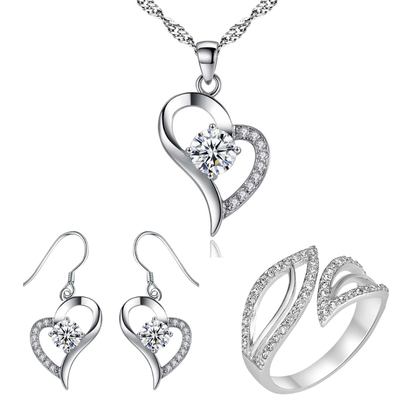 Heart Pendant Necklace, Drop Earrings and Open Ring Jewellery Set with Message and Gift Box – Birthday, Christmas, Mum Gift (Copy)