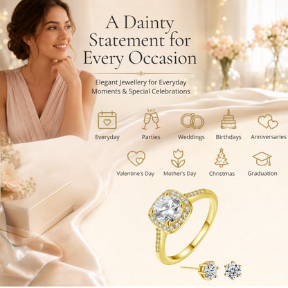 Princess Cut CZ Ring and Stud Earrings Set
