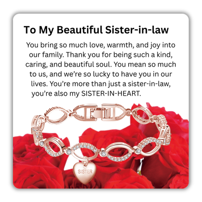 Bracelet for Sister Multi Linked Heart Bracelet with Message Card Gift Bag