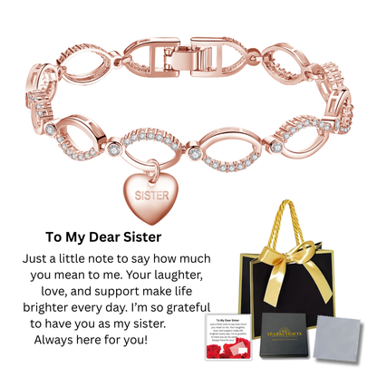 Bracelet for Sister Multi Linked Heart Bracelet with Message Card Gift Bag