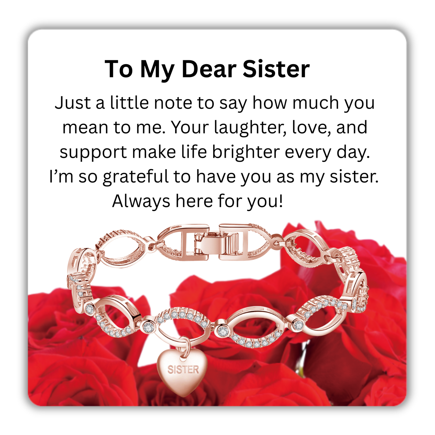 Bracelet for Sister Multi Linked Heart Bracelet with Message Card Gift Bag