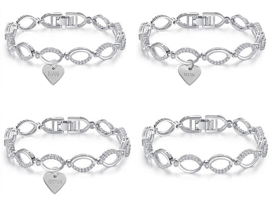 Silver Tone Multi-Link Infinity Bracelet with Premium Crystal