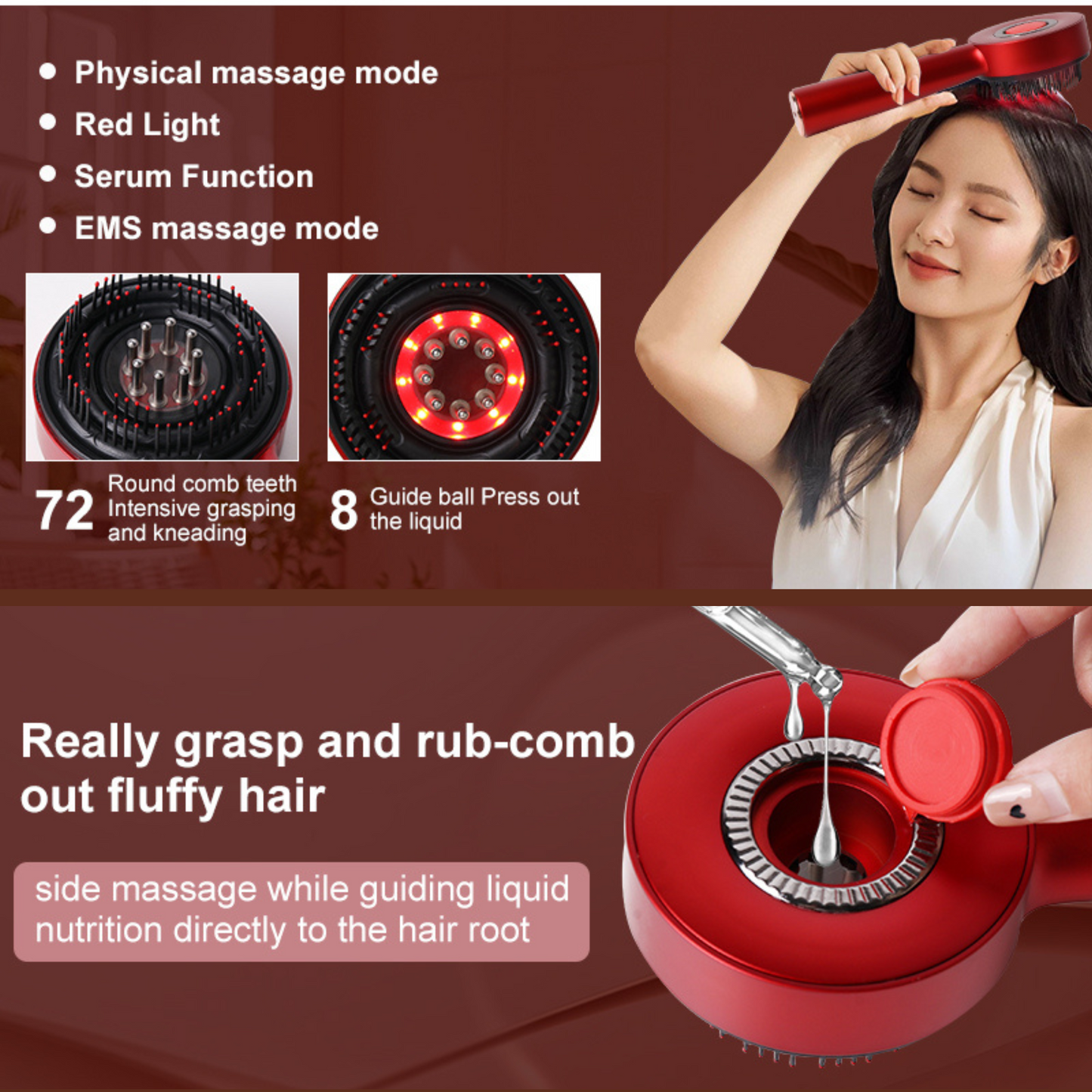 Aolemon Hair Growth Electric Massager Comb - Activates Scalp & Revitalizes Hair Roots Cordless Therapy Hair Brush
