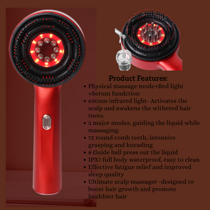 Aolemon Hair Growth Electric Massager Comb - Activates Scalp & Revitalizes Hair Roots Cordless Therapy Hair Brush