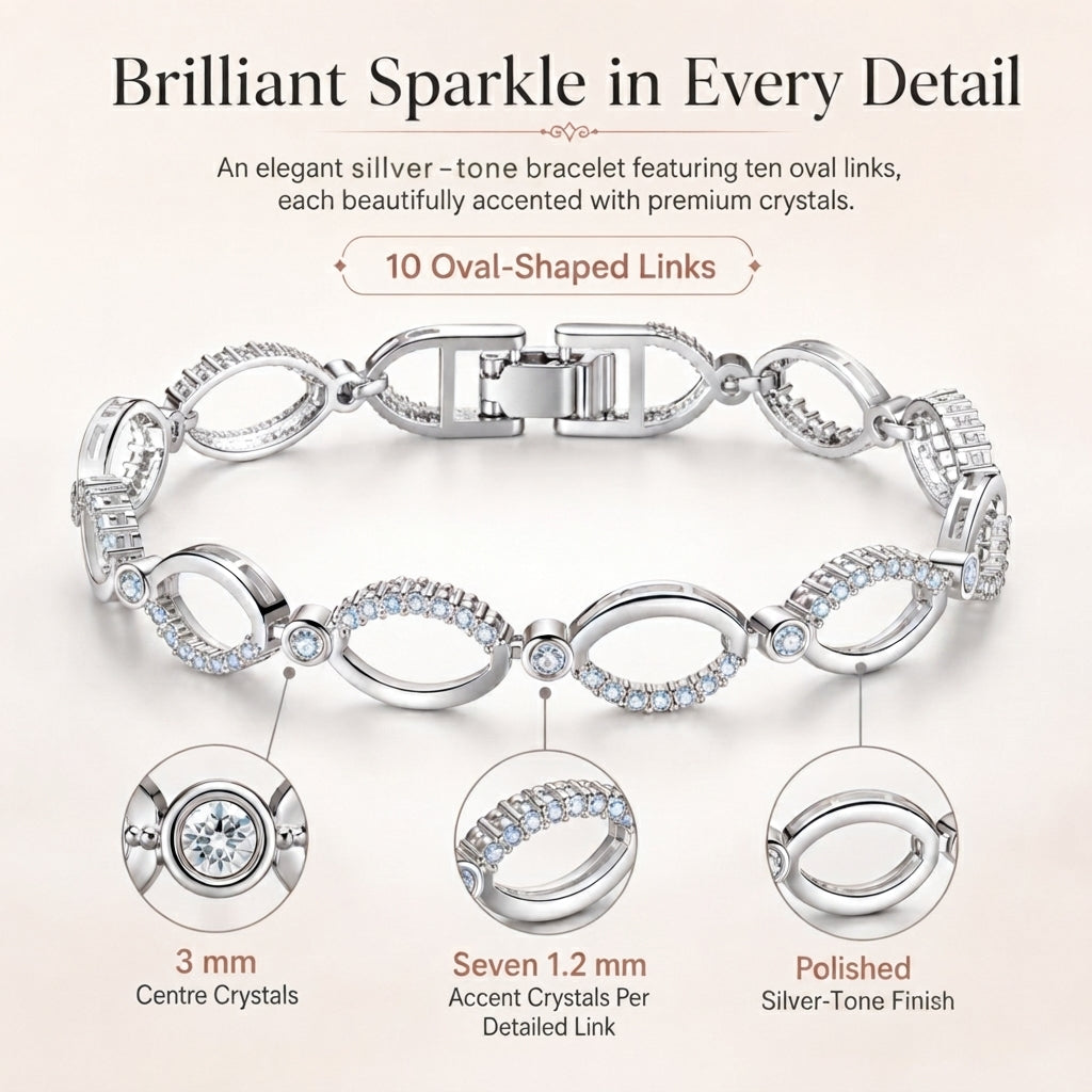 Love Heart Necklace, Bracelet and Stud Earrings Jewellery Tri Set