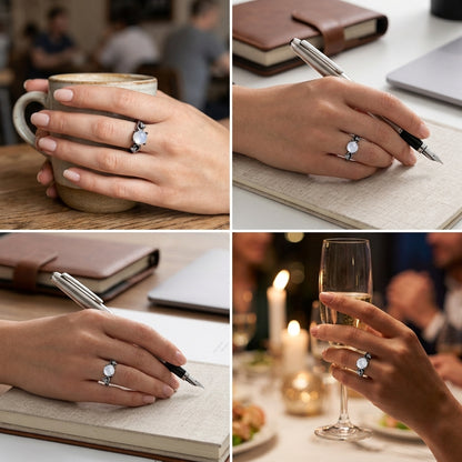 White Gem Ring Made with Premium Crystal