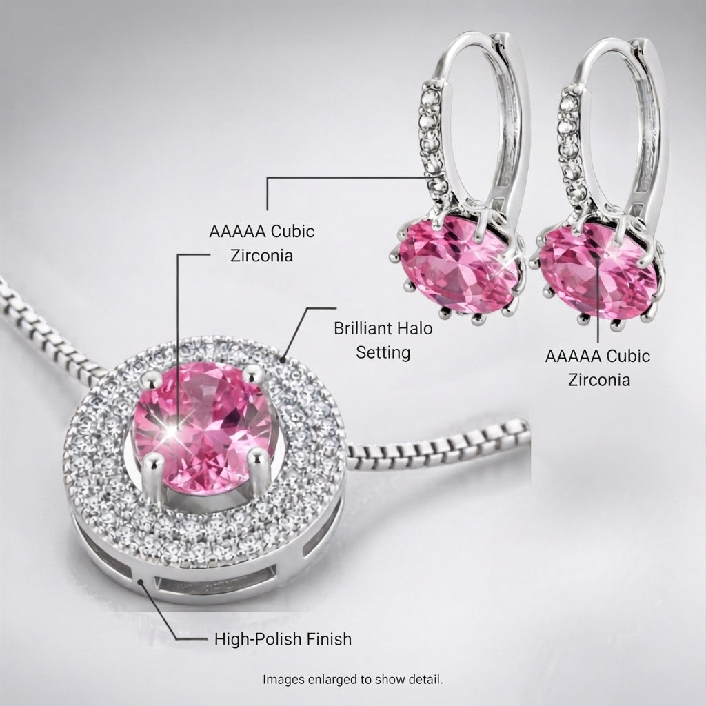 Celeste Halo Crystal Bracelet and Drop Earrings Set