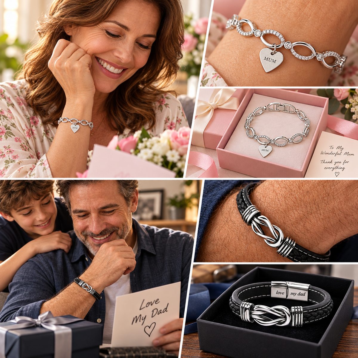 Elegant Infinity Bracelet Set for Mum and Dad
