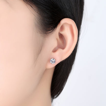 S925 Sterling Silver Solitaire Stud Earrings 6mm