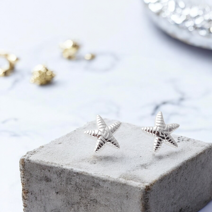 Sterling Silver Starfish Stud Earrings Solid S925 Hallmark