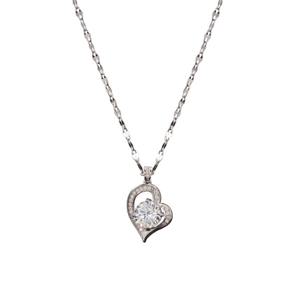 Sterling Silver Heart Moissanite 1 Carat Pendant Necklace
