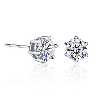 S925 Sterling Silver Band Crystal Ring & Stud Earrings Jewellery Set