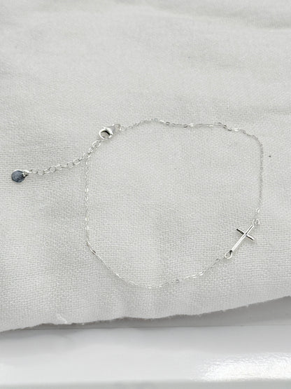 S925 Sterling Silver Minimalist Cross Bracelet/Anklet