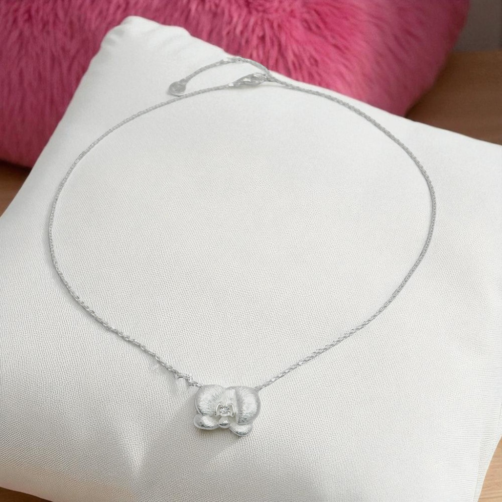 S925 Sterling Silver Orchid Bloom Necklace