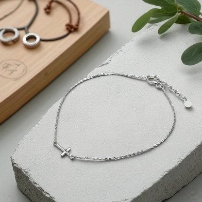 S925 Sterling Silver Minimalist Cross Bracelet/Anklet