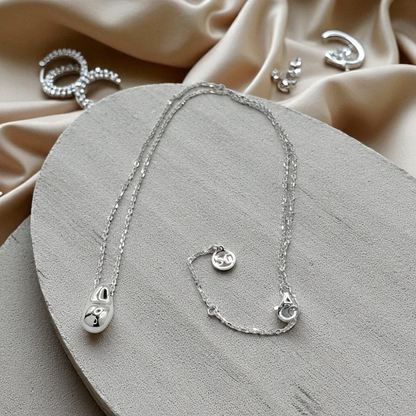 S925 Sterling Silver Fluid Pebble Necklace